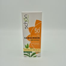 کرم ضد آفتاب بی رنگ طبیعی شون مدل دابل شیلد شون با SPF50 مناسب پوست خشک و نرمال(Schon)